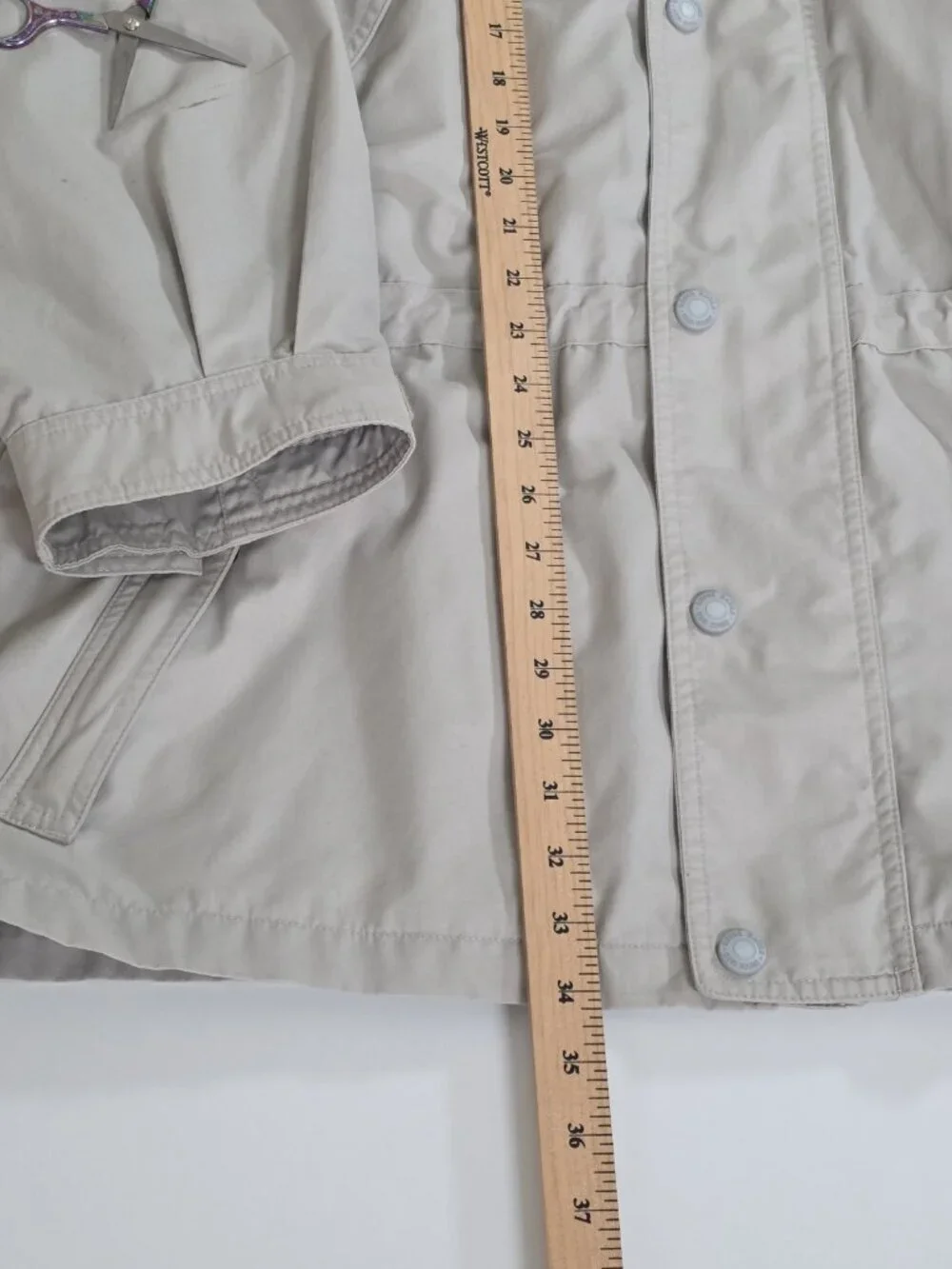 Vtg Eddie Bauer Field Jacket Men L Beige LS Grandpa Outdoor Heritage Lined FLAWS